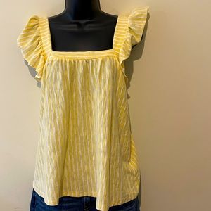 NWT Lauren Conrad yellow/white striped top